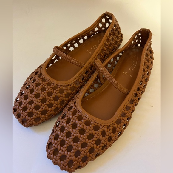 NWT Sz 8 Joie Weavy Brown Woven Mary Jane Ballet Flats - Picture 5 of 14